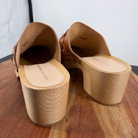 LOEFFLER RANDALL Lupa Wooden Mid Heel Italian Leather Clog Size 9 - Picture 3 of 9